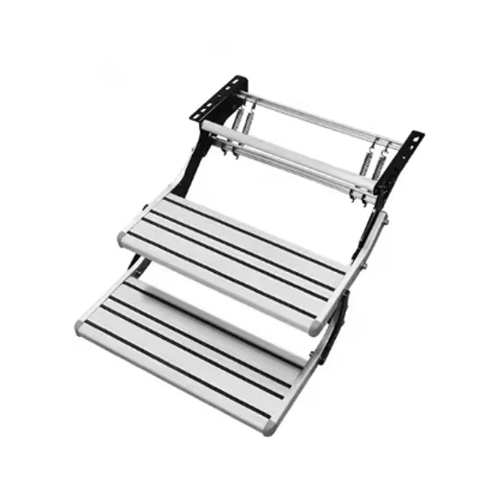Luxury Manual Double Caravan Step For RV And Air Travel High Tensile Aluminum Alloy & Carbon Steel With Locks