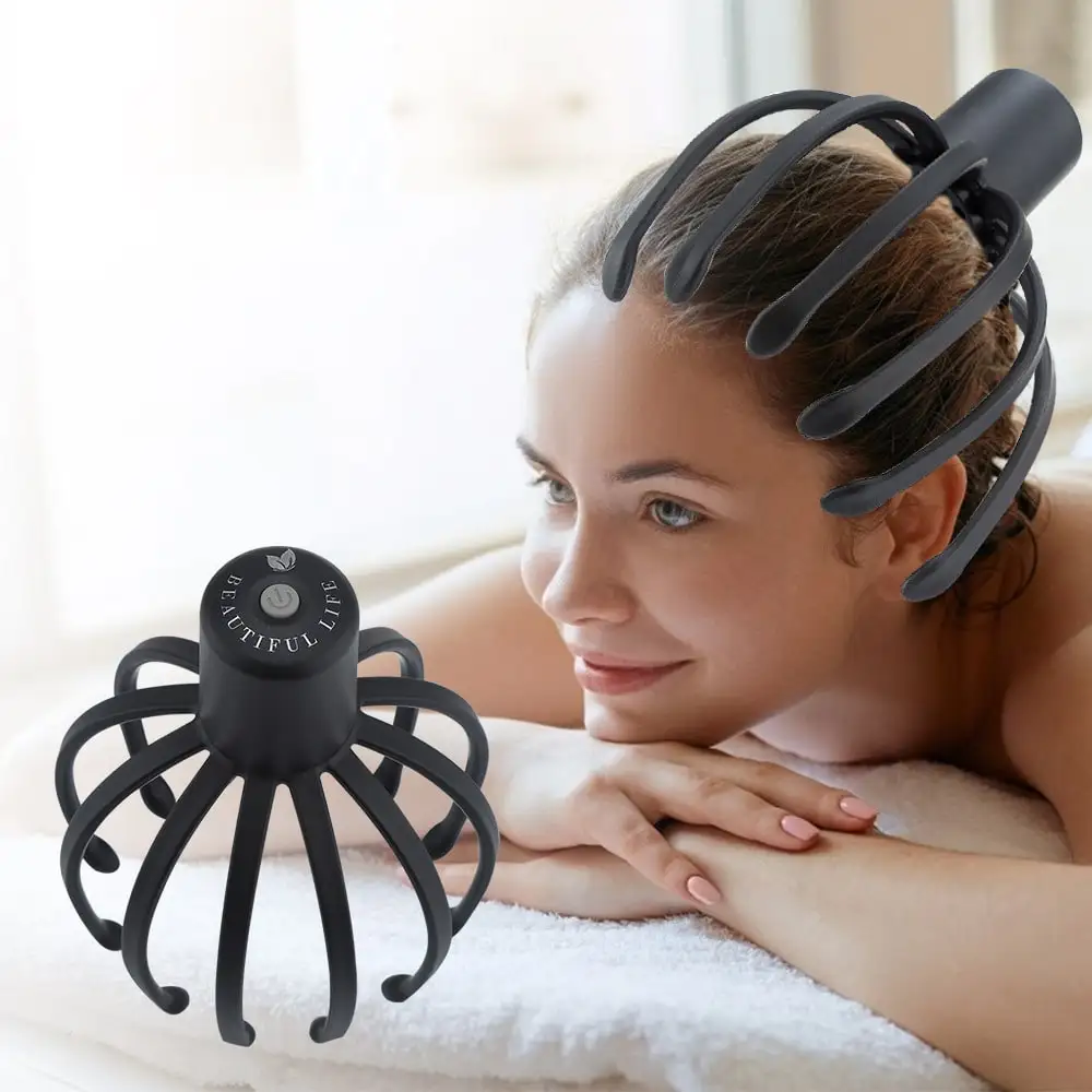 

Electric Multi-Jaw Scalp Massager, 3 Levels Of Strength, Auto Shut-Off, 12 Massage Arms For Stress Relief And Hair Stimulation,