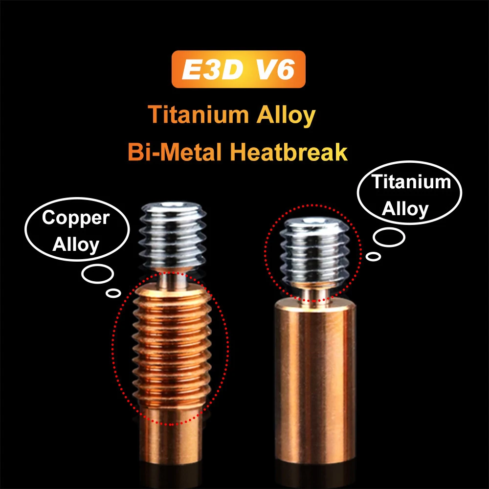 Upgrade Titanium Alloy Throat All Metal High Temperature Heating Break Bi-metal For Ender 3 CR10 E3D V5 V6 3D Printer Parts