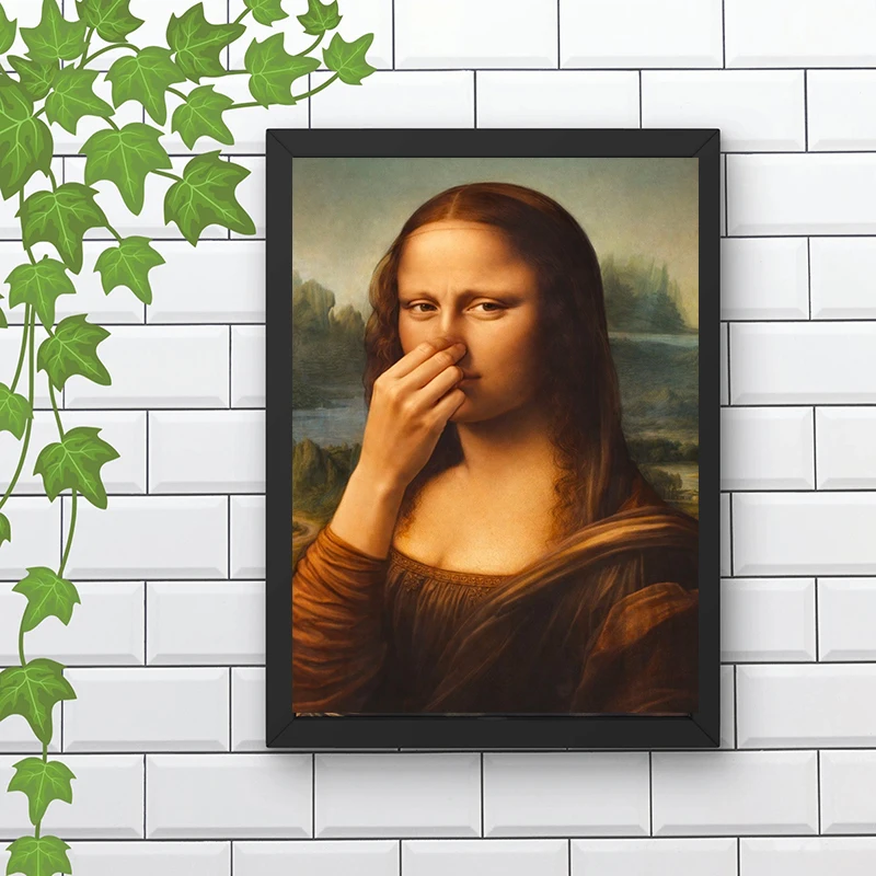 Mona Lisa Covering Her Nose Poster Wall Art Poster Toilet Humor Funny V NEW 2026