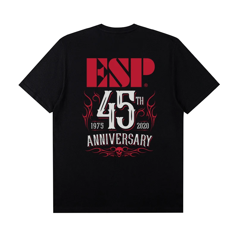 

2025 ESP Electric Guitar 45TH Peripheral Pure T-shirt Short-sleeved Rock Band Guitarist Practice Performance Costume Half-sleeve