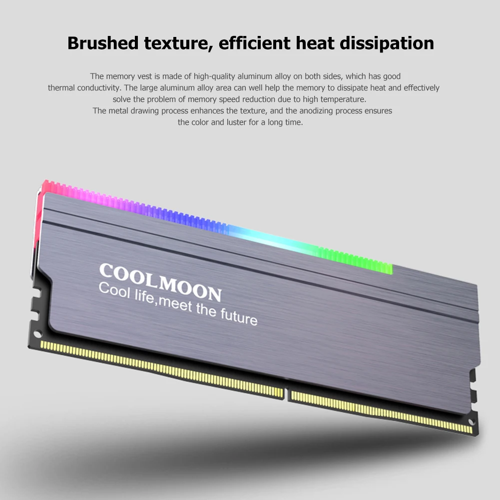 RAM Heatsink Desktop Computer Memory Heat Spreader Cooler for COOLMOON CR-D134S ARGB for Game Lovers Perfect Gift