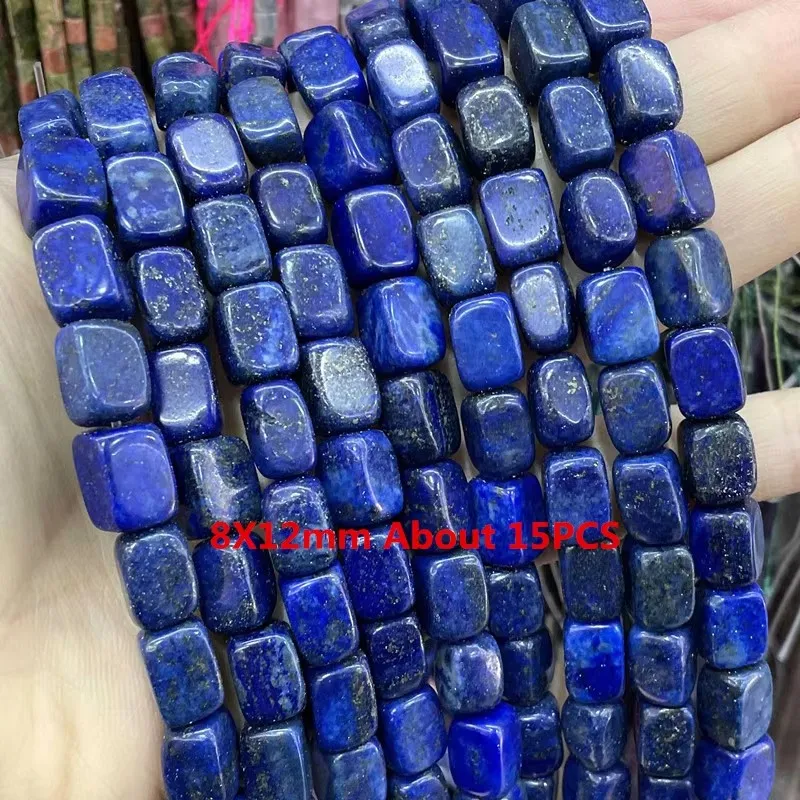 Natürliche Lapislazuli Runde Rohr Facettierte Lose Spacer Stein Perlen Für Schmuck Machen DIY Handgemachte Armbänder Halskette Zubehör