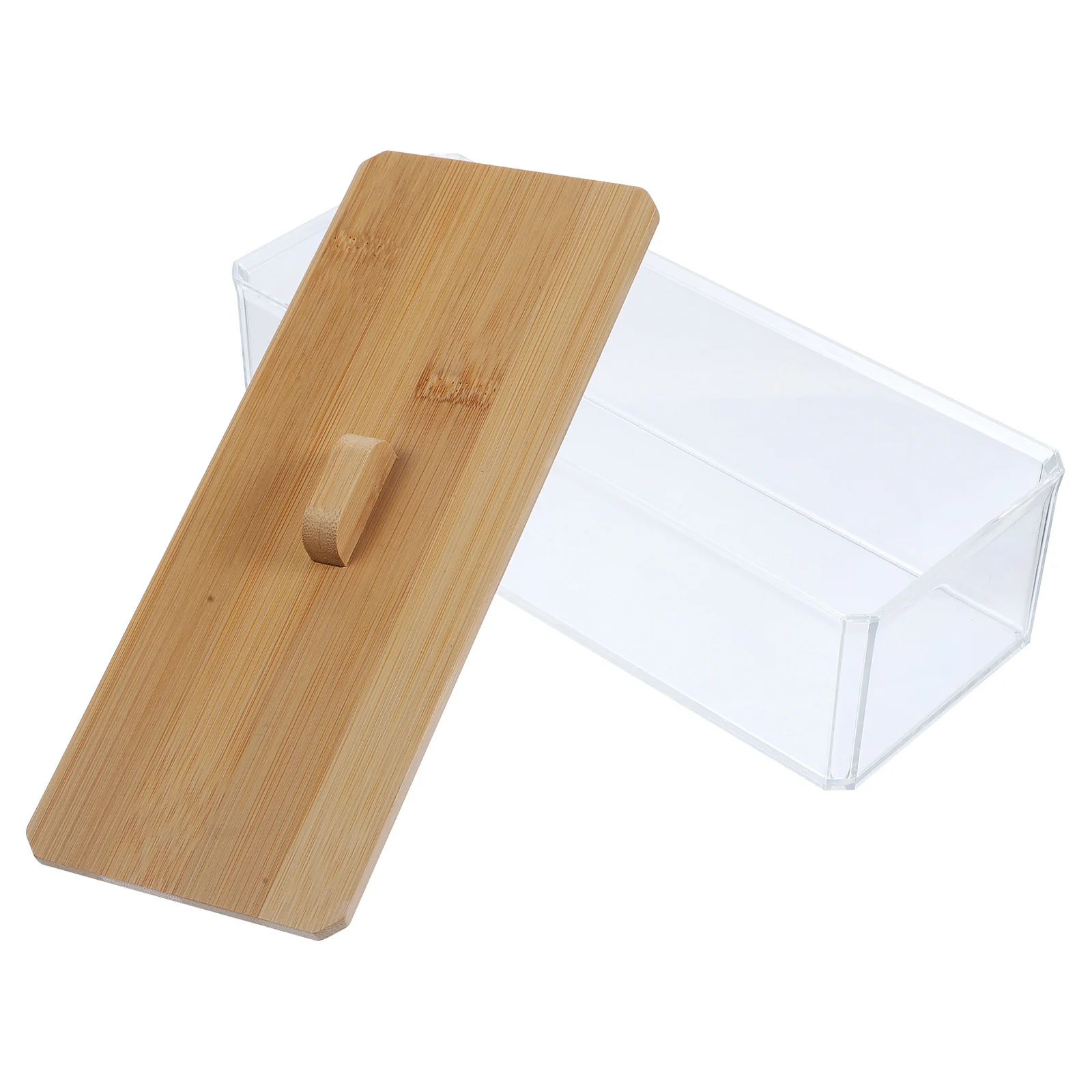 아크릴 티슈 박스 투명 데스크탑 수납 랙 대나무 뚜껑 사각형 정리함 냅킨용 가정용 다기능 거실용