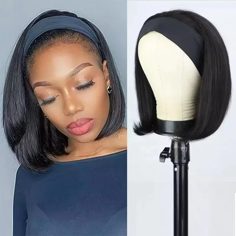 Wig for European and American women, straight with inward curls, headband short hair, synthetic high-temperature fibe - view 2