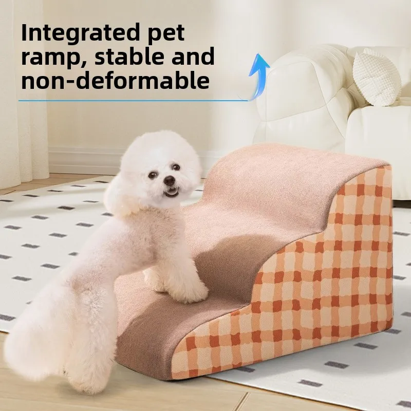 Anti-Slip Detachable Dog Stairs Pet Ramp Bed Ladder for Elderly Dogs Home Comfortable Warmth Fabric Non-Slip Pet Supplies