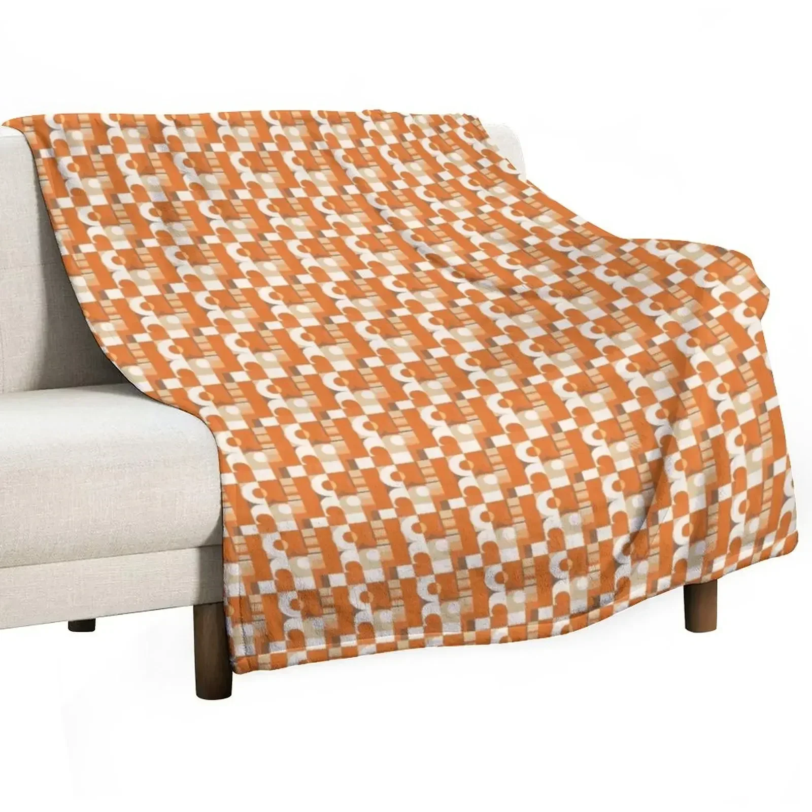 

Mid Century Modern Geometric orange Throw Blanket Decoratives For Decorative Sofa Thermals For Travel Blankets