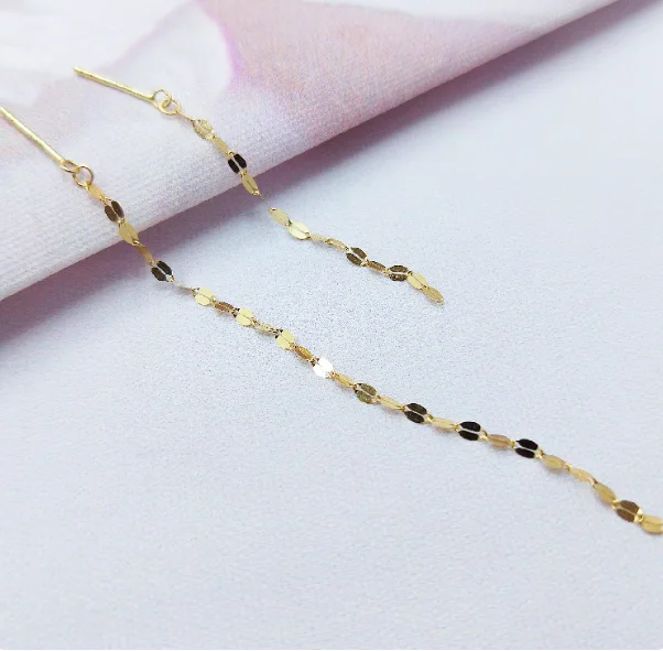 

Серьги из настоящего золота 14 карат, серьги-капли 585 пробы, серьги длиной 5 см, 8 см, штамп au750