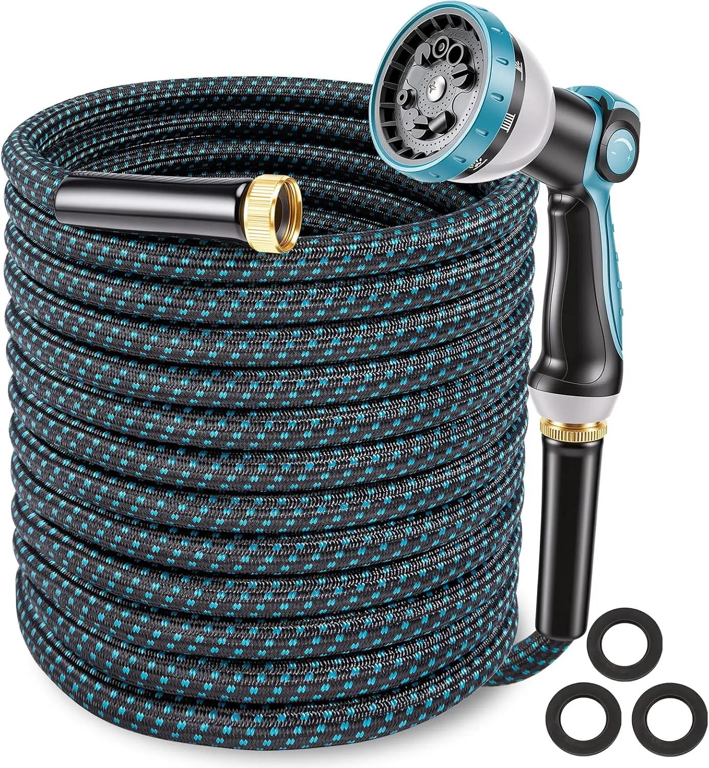 

Lightweight Leak-Proof Garden Hose with 10-Function Nozzle, 100 ft, Kink-Free Wear-Resistant for Yard and Car Wash