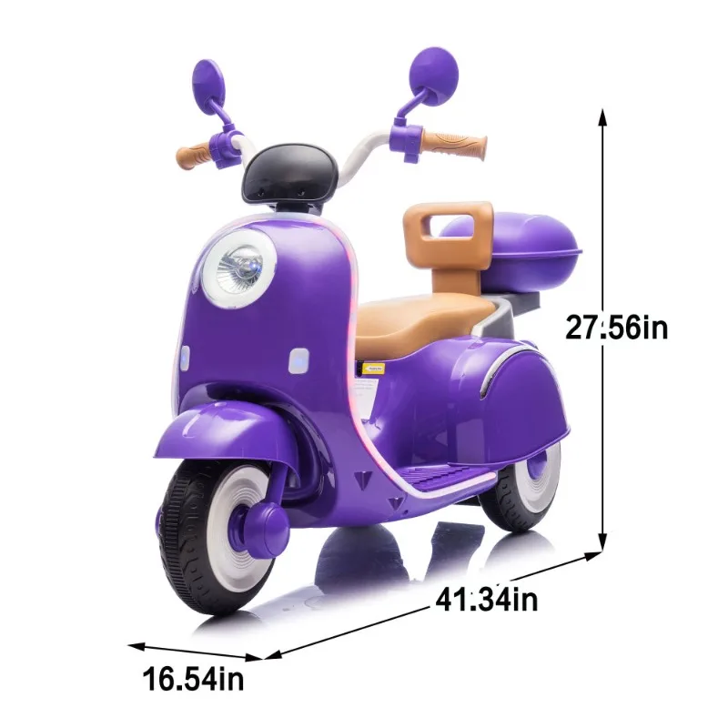 12-V-Kinderfahrt auf dreirädrigen Elektro-Motorrädern, großer Stauraum, intimes Anti-Rutsch-Design, Bluetooth für Kinder ab 5 Jahren