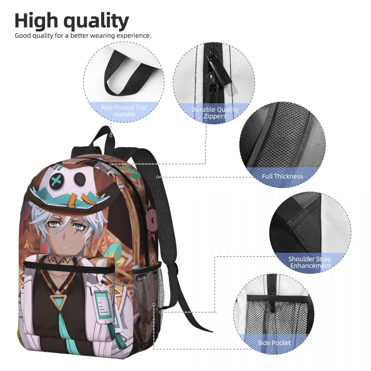 Ifa Anime Game Genshin Impact Backpack Daypack Large Capacity Boys Girls BookBag School Bag Shoulder Bags for Men Women