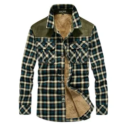 European and American Men's Casual Plaid Flannel Long-sleeved Shirt. Men's Pure Cotton Thickened and Warm Shirt. Men's Clothing.