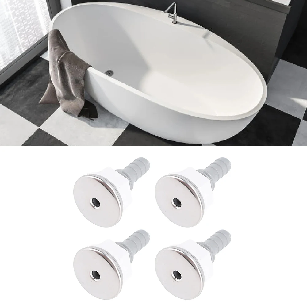 4PCS Straight Bubble Jet Nozzle For Bathtub SPA Hot=Tub Pool Massage System PVC Durable= Air Injector Fitting Silver