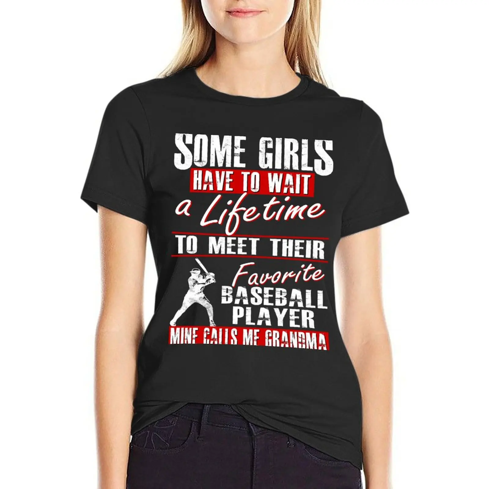 My Favorite Baseball Player Calls Me Grandma T-Shirt Short sleeve tee plus size tops lady clothes white t shirts for Women