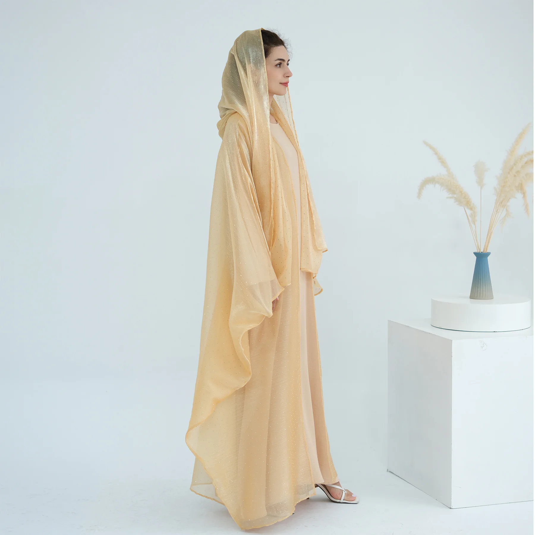 Abaya musulmana brillante de Dubái para mujer, vestidos largos para mujer, ropa islámica, Abaya, bata tipo kimono abierta, caftán Djellaba musulmán para mujer, nuevo