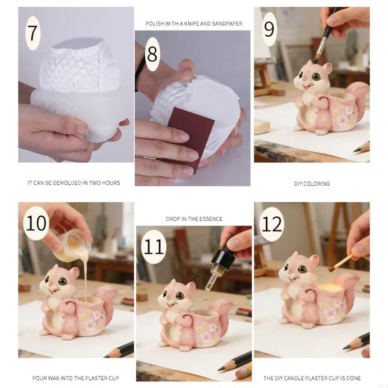 Detailed Silicone Crafting Mold Squirrel Containers Moulds for Planter Art Projects and Home Decors Accessories
