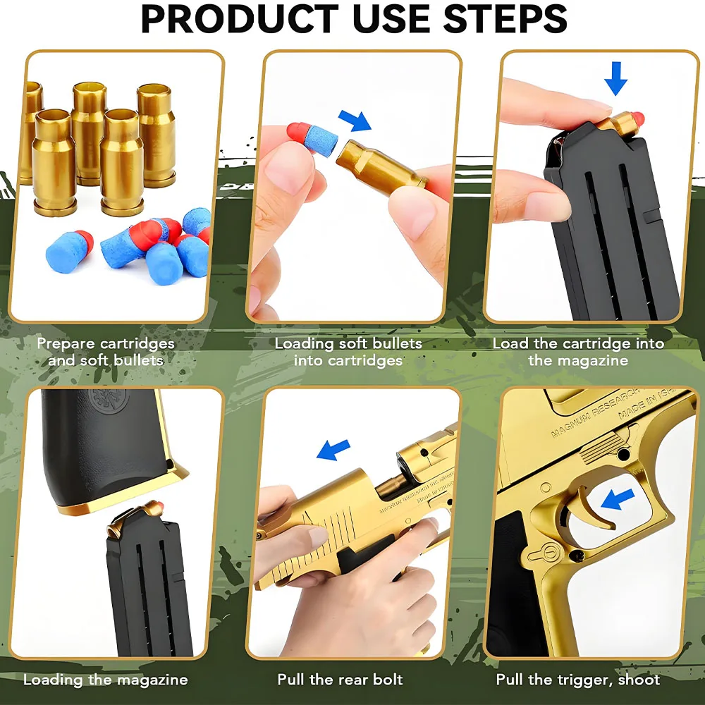 Concha ejeção águia do deserto arma de brinquedo para crianças pistola de brinquedo meninos presente aniversário greats presentes menino idade 5 +