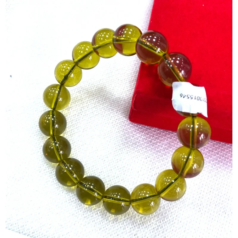 0 Certificate 10mm Natural Green Mexico Sky Blue Amber Beads Bracelet 7.5