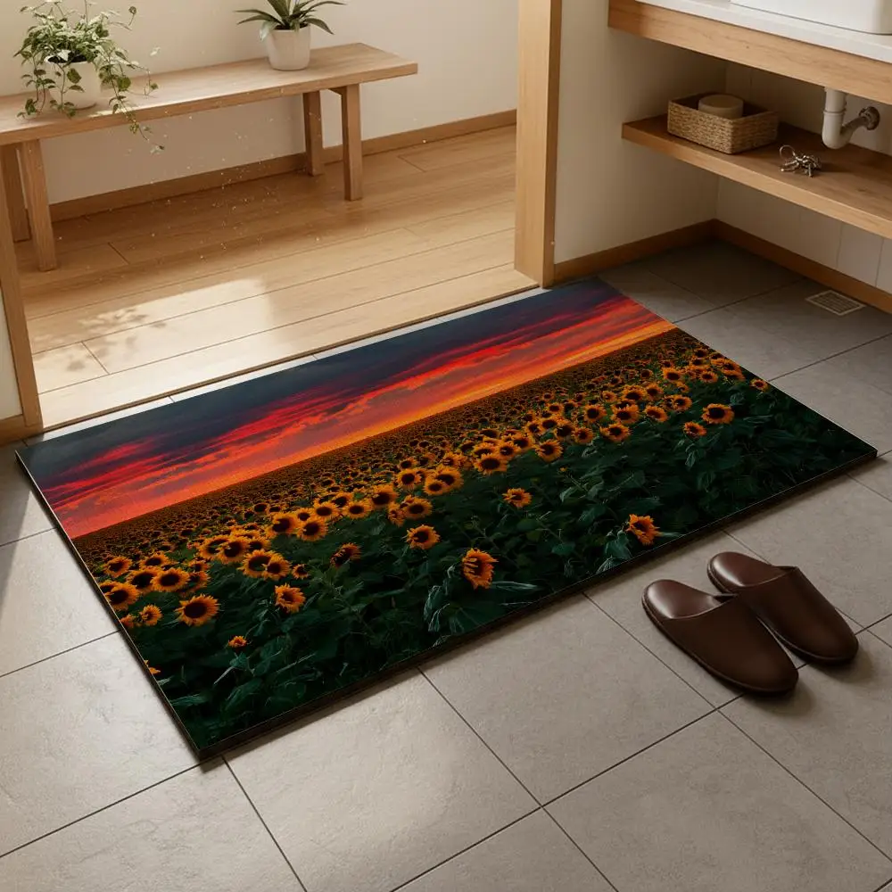 Floor Mat Diatomaceous Earth Bath Mat, QuickDrying, Water Absorb，MultiScene Household Floor Mat S-Sunflower