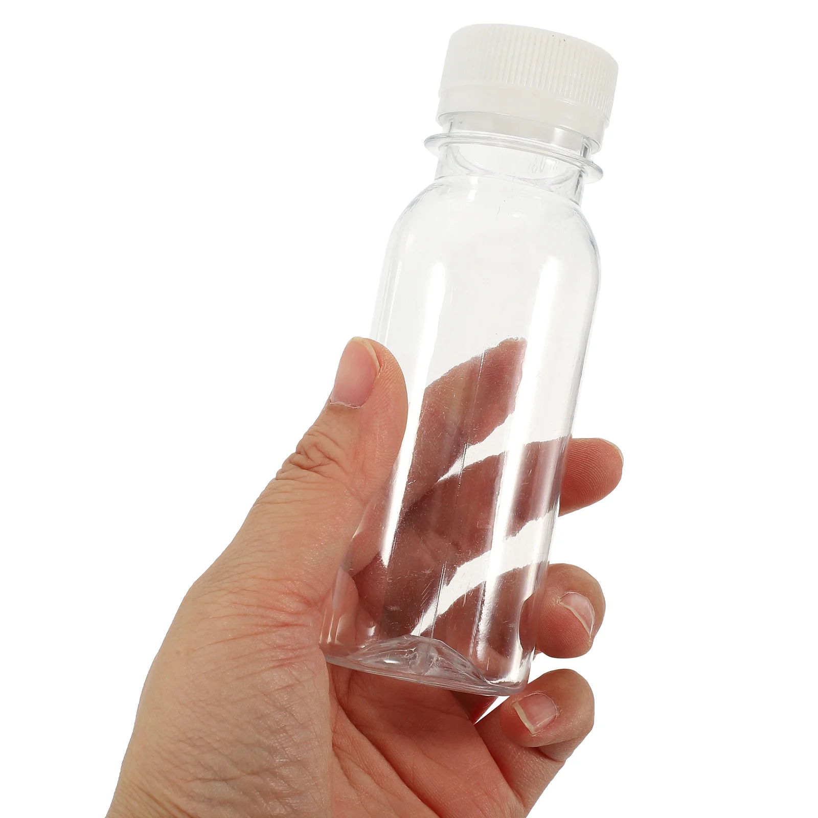 Botella de pigmento transparente de 100ml, botellas de plástico para bebidas con tapas, contenedor de jugo, tapas para bebidas de leche, tarro de agua transparente, 5 uds.