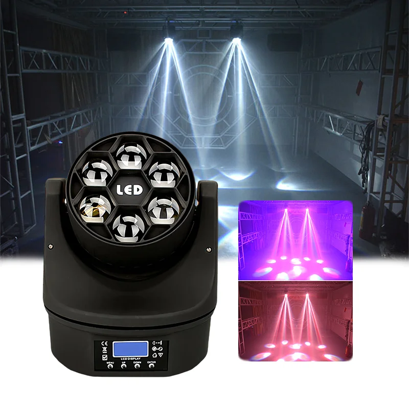 

HANHI 6 Bee Eye KTV Flash LED Wedding Dyeing Beam Light Bar Colorful Moving Head Light Restaurant Effect Light Home Use