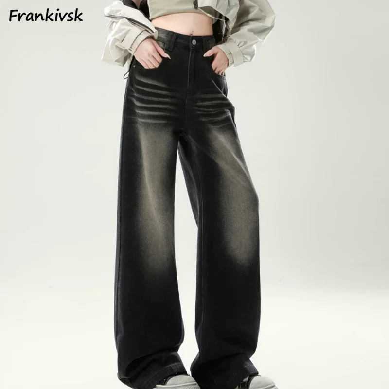 

Baggy Jeans for Women Charming All-match High Waist Washed Vintage American Style Streetwear Full-length Trousers Schoolgirls