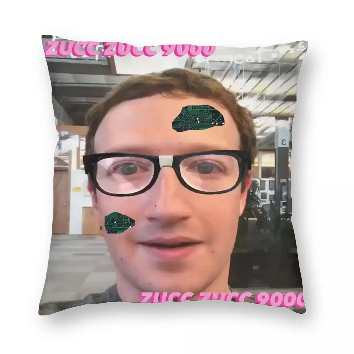 Robot Mark Zuckerberg Pillowcase Printed Polyester Cushion Cover Gift Funny Meme Throw Pillow Case Cover Home Square 45X45cm