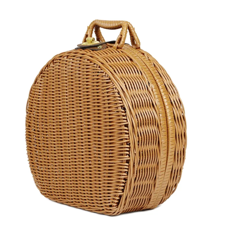 

ABWP-Rattan Storage Box Vintage Rattan Woven Storage Suitcase Wicker Storage Box With Handles