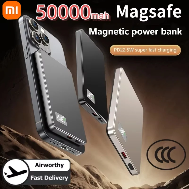 Xiaomi Hot 50000mAh Portable Magnetic Wireless PowerBank PD22.5W Fast Charging External Battery for Magsafe For iPhone Samsung