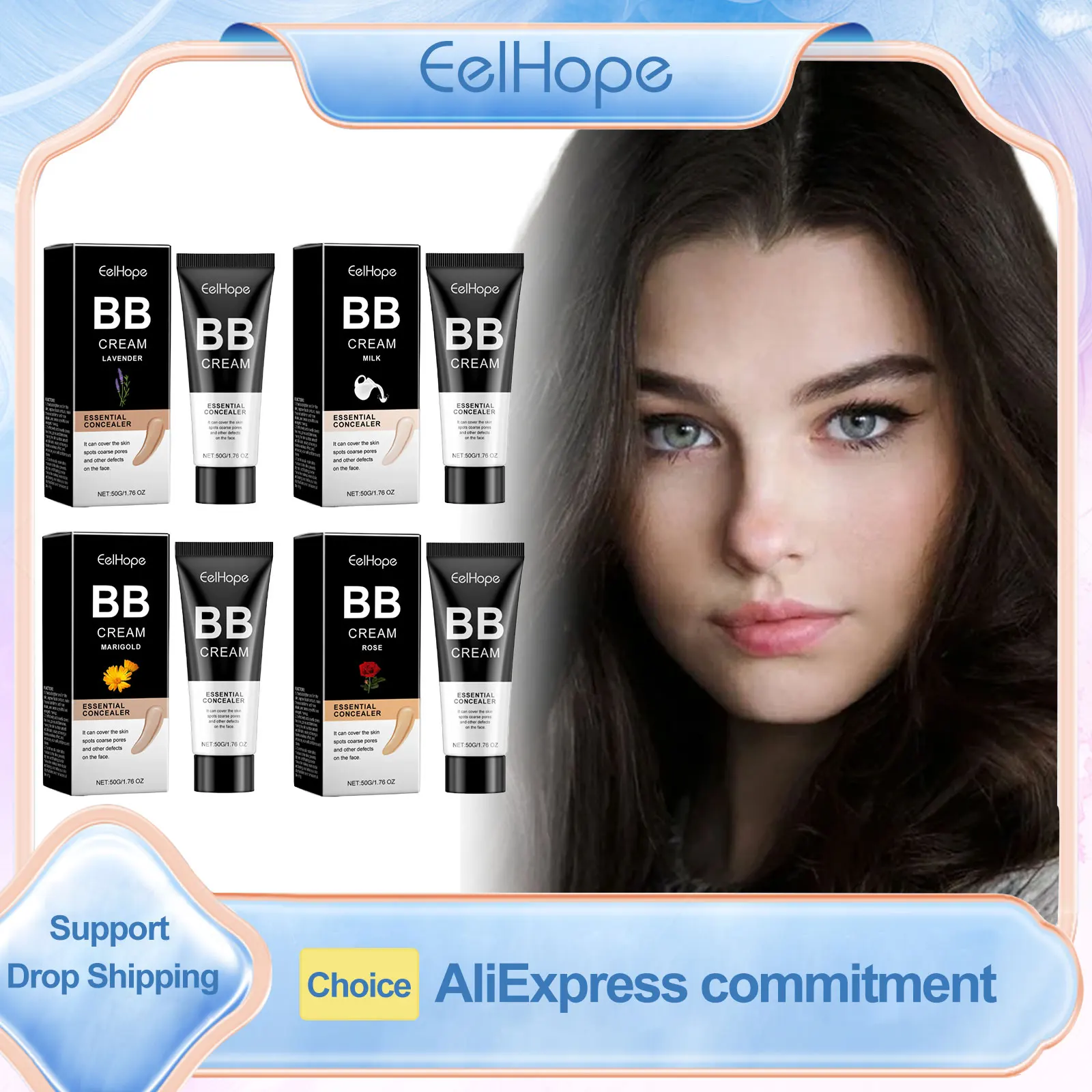 

Eelhope BB Cream Foundation Стойкий матовый безупречный идеальный увлажняющий осветляющий консилер для кожи Гладкий тонирующий крем 50 г