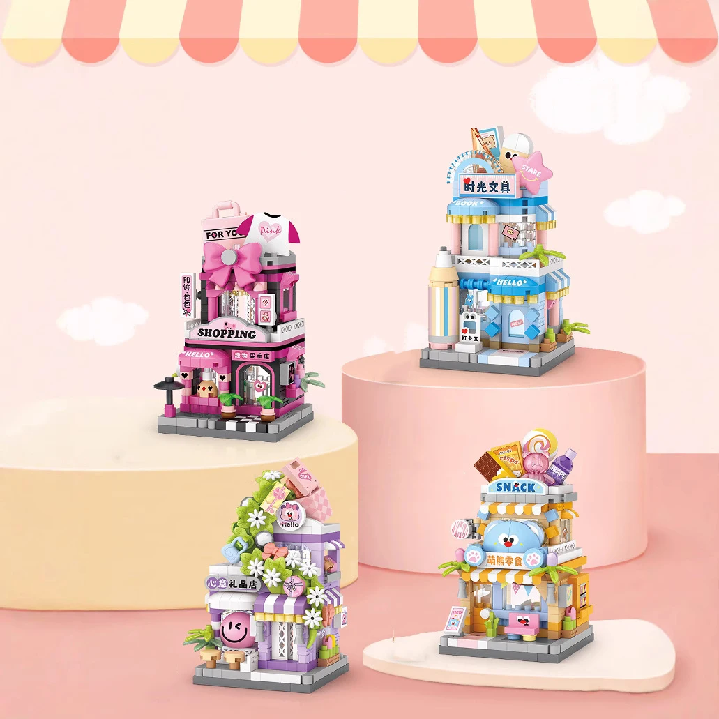 IDEA Micro diamant bloc ville rue vue Architecture nanobriques cadeau Snack sélection boutique papeterie magasin construction brique jouet