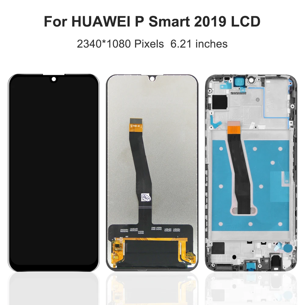 For HUAWEI P Smart 2019 6.21\'\'For AMOLED POT-LX1 LX1AF LX2J LX3 LX1A LCD Display Touch Screen Digitizer Assembly Replacement