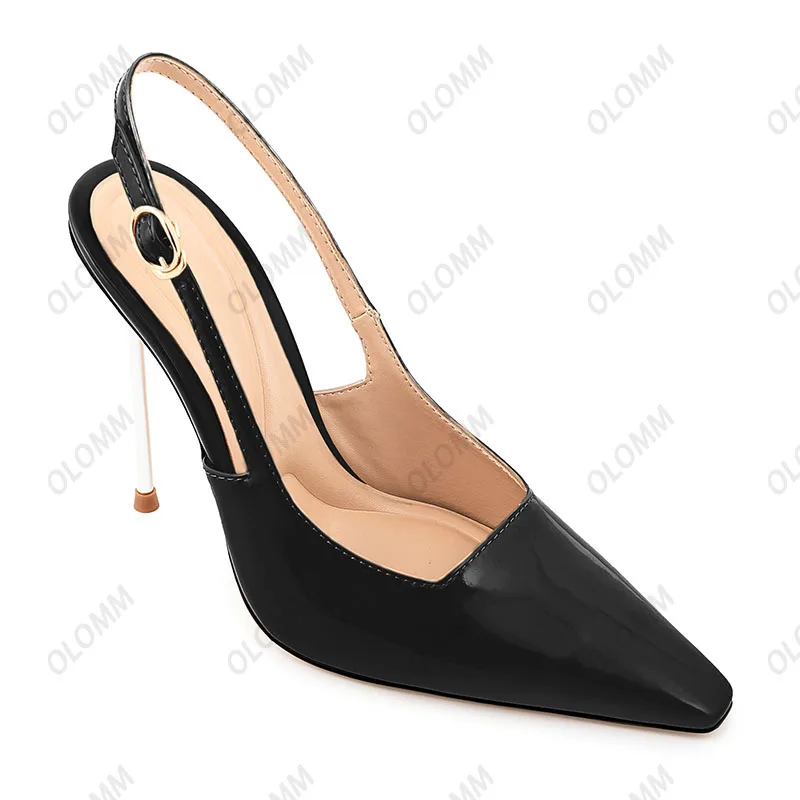 Olomm Neuankömmling Frauen Frühling Pumps Schnalle Riemen sexy Metall Heels Square Toe wunderschöne grüne Club Schuhe Damen uns plus Größe 5-13