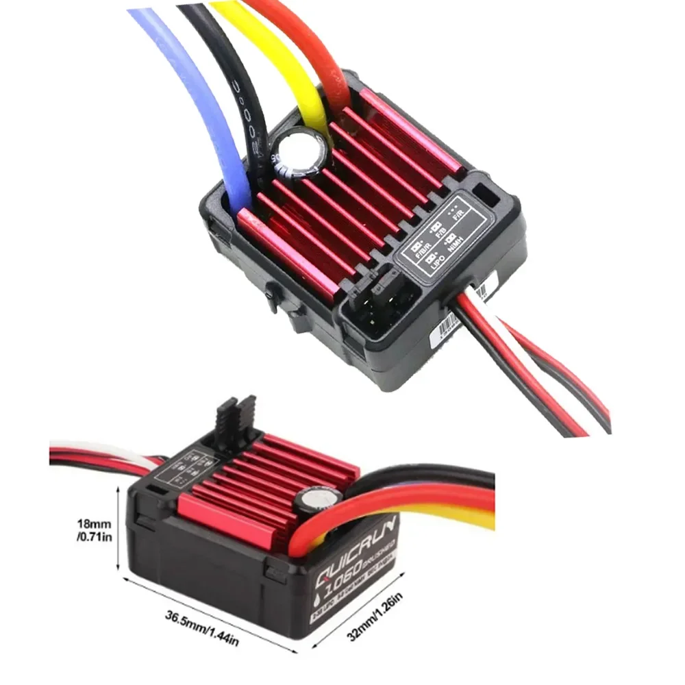 오리지널 Hobbywing 자동차 방수 브러시 ESC, BEC 포함, 1:10 자동차 방수에 적합, 60A 1060 ESC