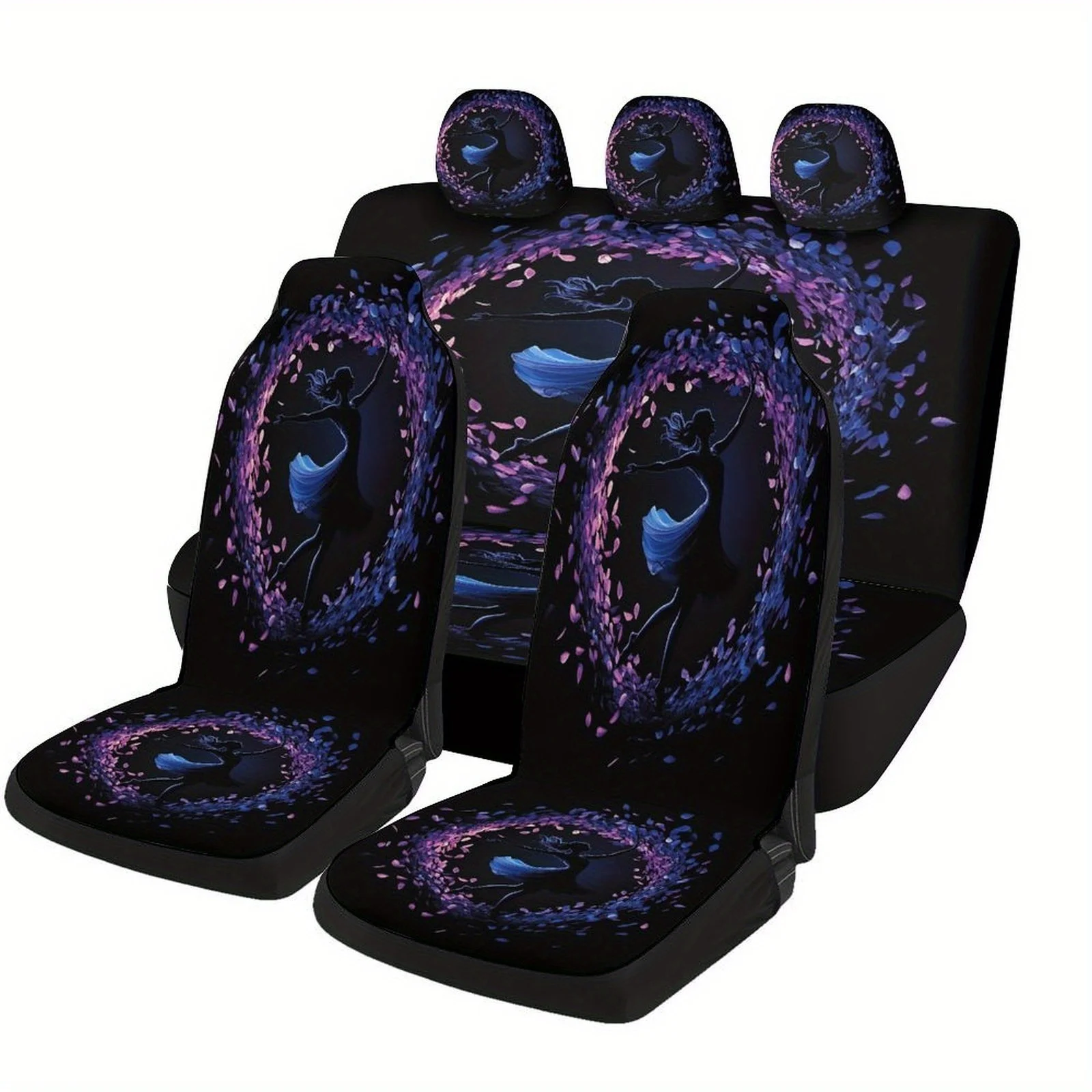 Dancer In Bloom Designed Car Seat Covers Set For Most Cars, Trendy Personalized Novelty Decorative Car Seat Protector Covers Ful
