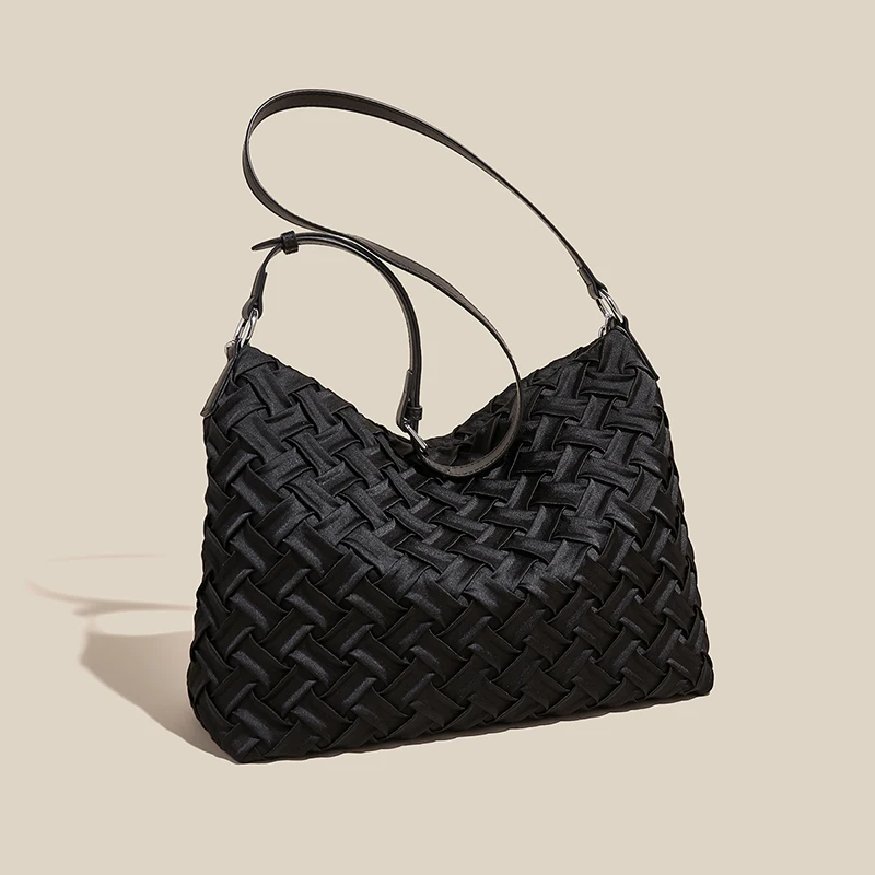 FOXER Woven Fabric Hobo Bag Women's Shoulder Bag 2026 New Casual Commute Crossbody Bag Chain Strap Handbag for Ladies