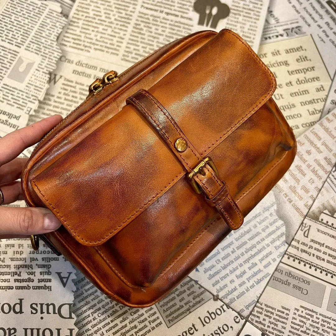 

Vintage Genuine Leather Bag for Man First Layer Cow Leather Shoulder Bag 2025 New Male Tote or Crossbody Bag