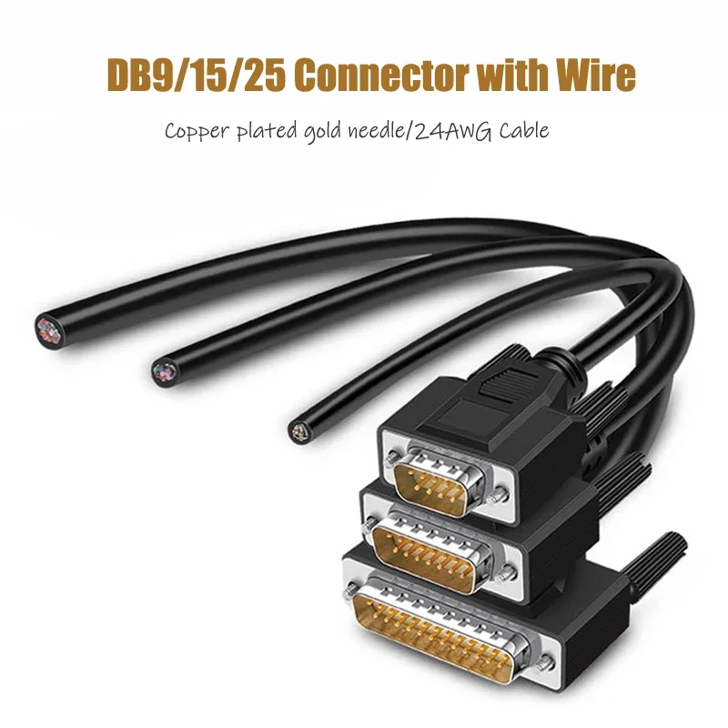 DB9 DB15 DB25 Cable Connector 232 Serial Port 9/15/25Pin Male Female Single Head Cord Shielded RS232 Solderless Connection Line