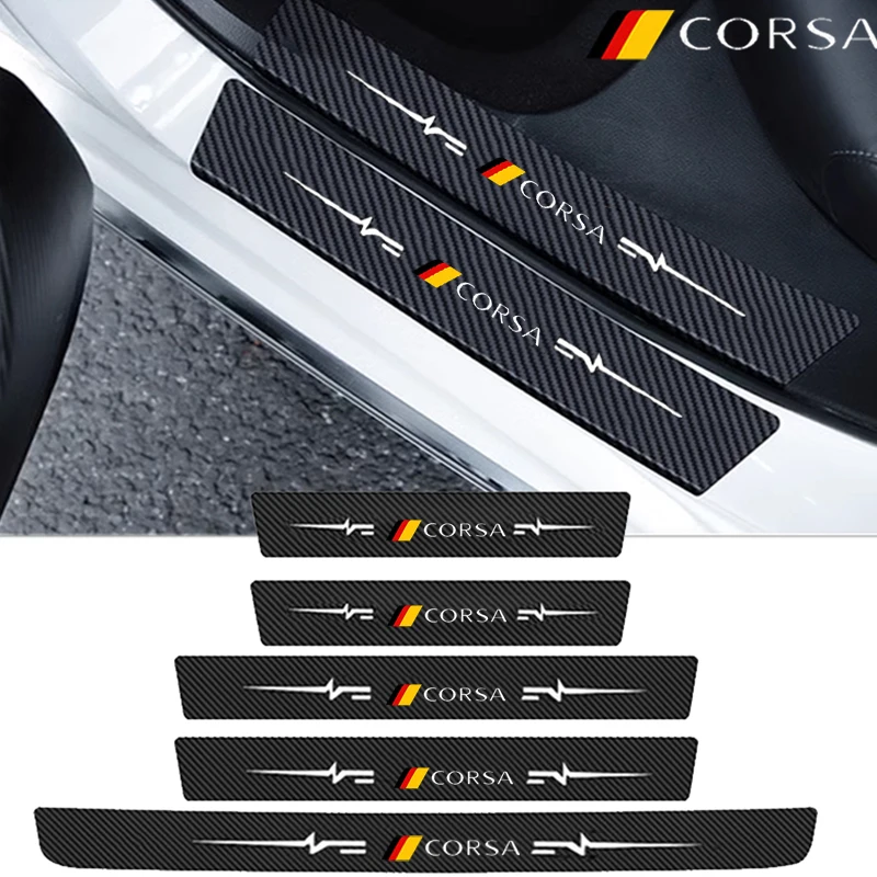 Auto Interior Threshold Scuff Plate Decorative Sticker Car Door Sill Protect Anti Scratch Decals Strip for Corsa Model For Opel