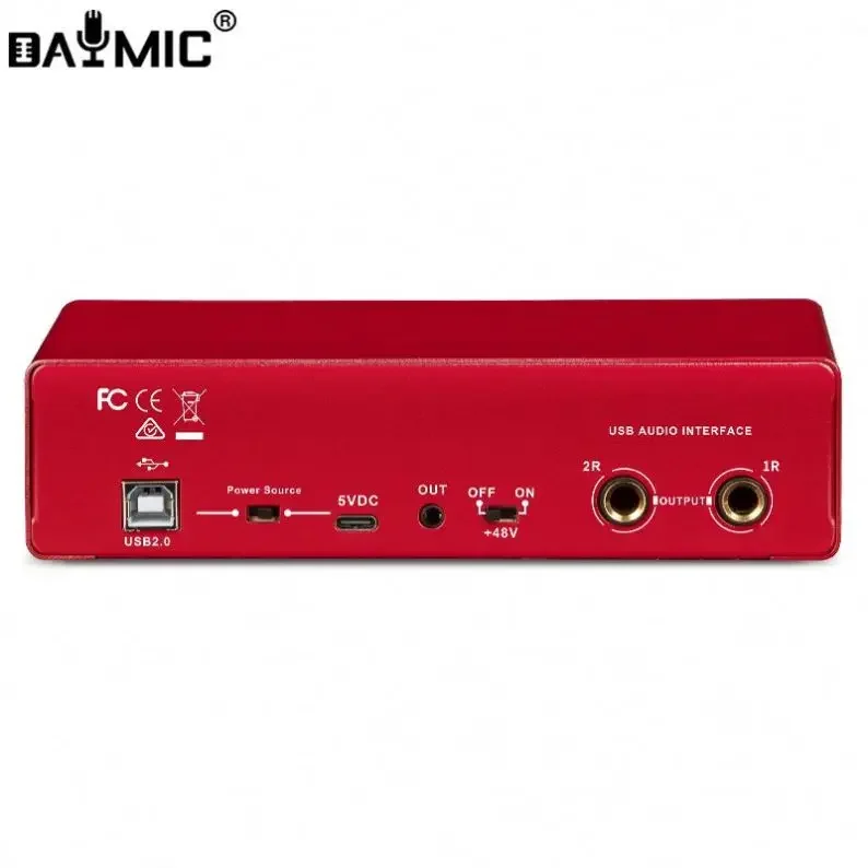 OEM واجهة الصوت المهنية 2 في 2 خارج تسجيل الكمبيوتر معدات الدبلة المباشرة الغناء USB الغيتار الخارجي كتاب الصوت