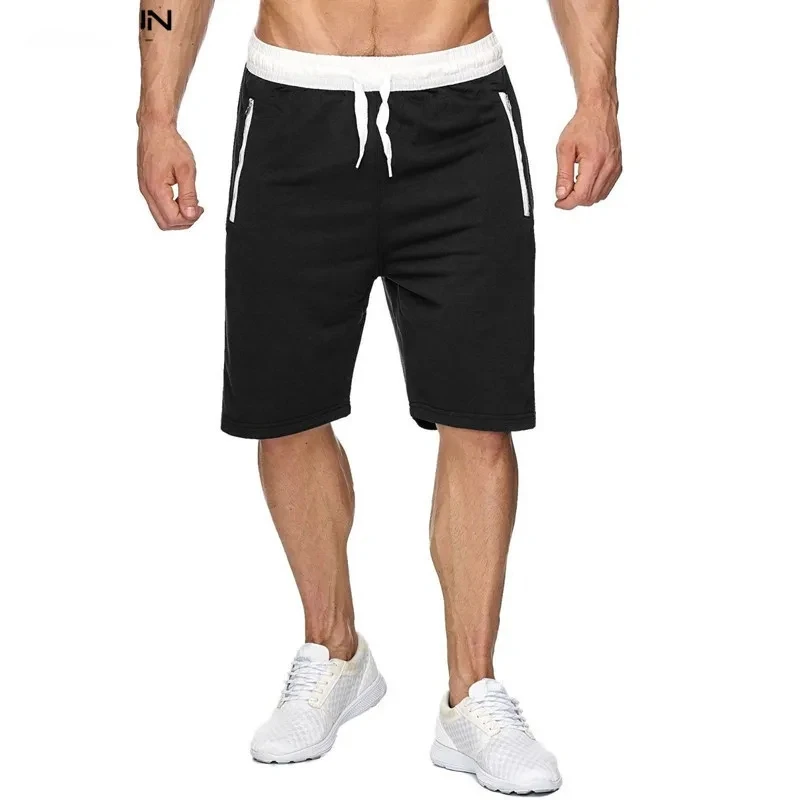 Shorts De Treino De Fitness Quick Dry Para Homens, Bolsos De Zíper, Esportes De Ginástica, Corrida, Patchwork, Novo, Mais, S-3XL