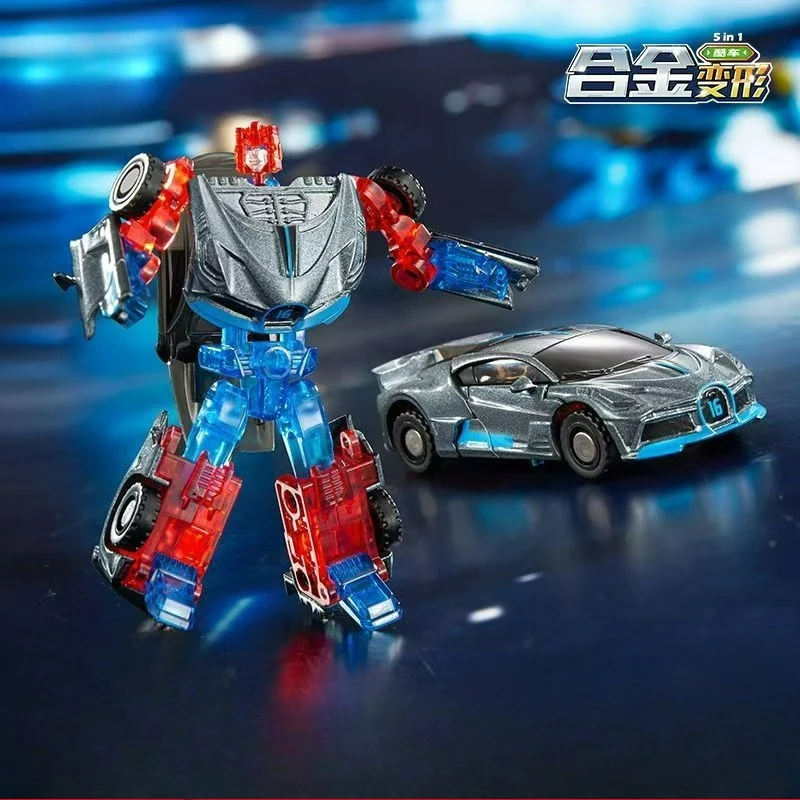 Robô transformador de liga 5 em 1, carros de 5 cores para guerreiro com armas, brinquedos de haste para meninos de 8 a 12 anos, modelo de veículos, figuras de ação