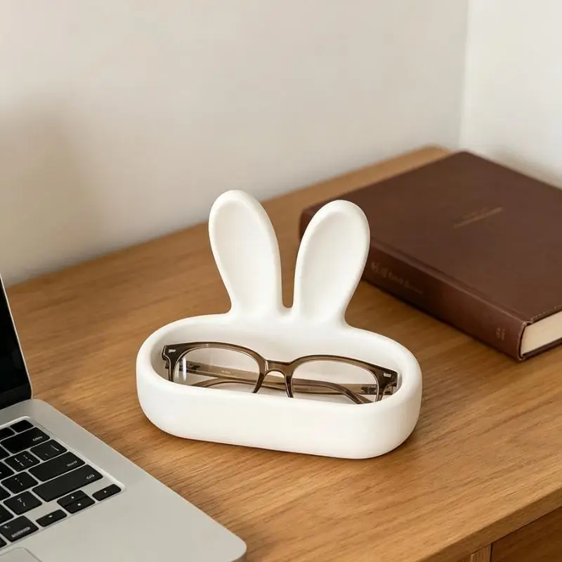 Kawaii Rabbit Glasses Holder Spectacle Tray Desk Organizer: Eyeglasses Display Stand Cosmetic Makeup Gift