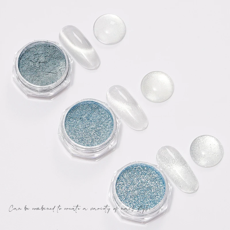 HNDO New Silver White Cat Eye Magnetic Powder Glitter 3D Effect for Nail Art Design No Blackening Fine Particles Pigment