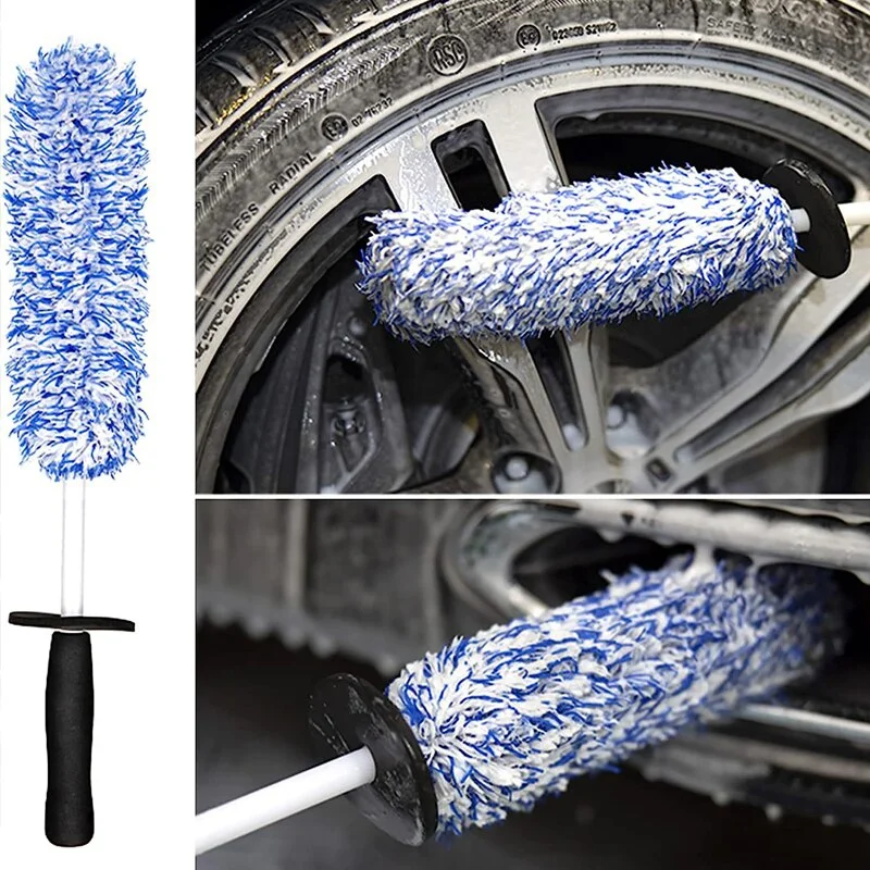 Car Wash Brush High Density Cotton Super Absorbent Premium Wheels Brush Non-Slip Handle Easy To Cleaning Car Wash Gloves