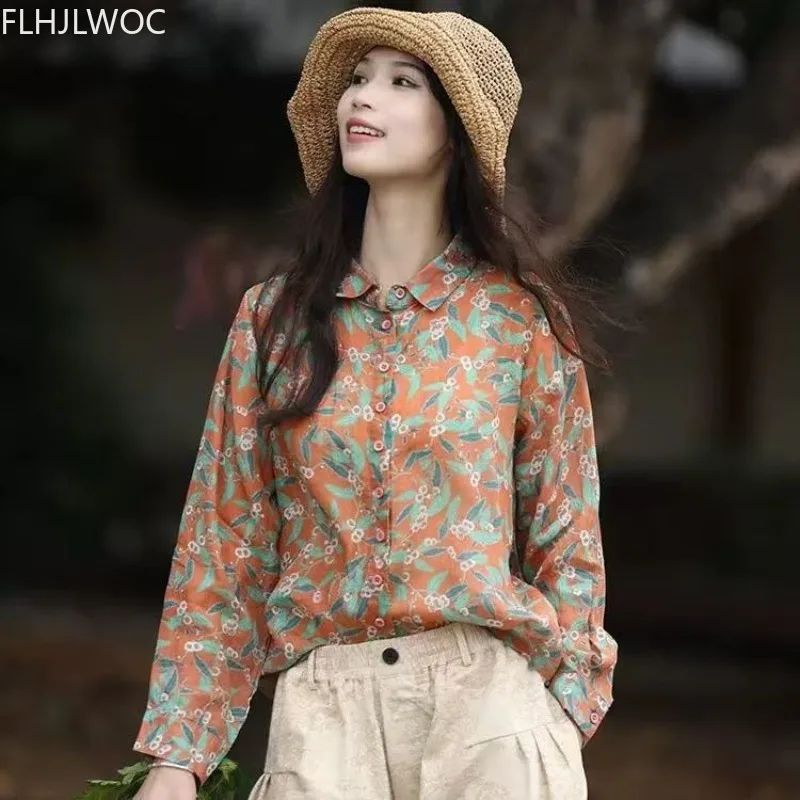 Hauts en coton et lin pour filles, chemisiers de Village rustique, Style campagnard, japon Mori, mignon, doux, imprimé Floral, rétro, Vintage, chemises de base