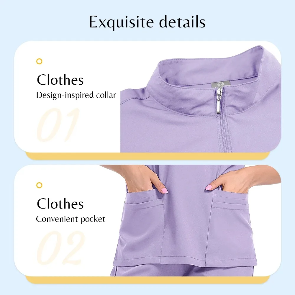 ชุดยูนิฟอร์มพยาบาลแพทย์แบบใหม่สำหรับผู้หญิง ชุดทำงานทางการแพทย์ ชุดผ่าตัด เสื้อแขนสั้น กางเกง ชุดพยาบาล ชุดพยาบาลสำหรับสัตวแพทย์