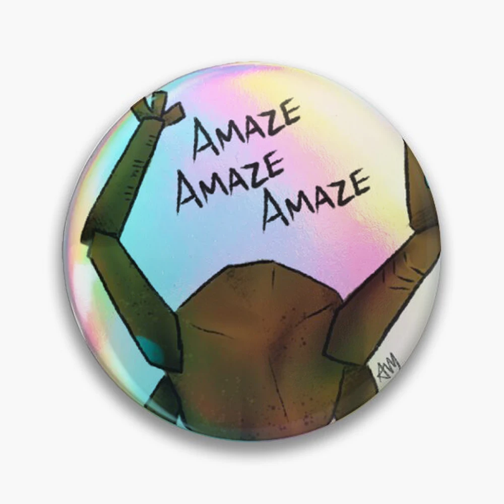 Amaze Amaze Amaze Pin Holographic Star Heart Pin Brooches Laminated Button Fashion Accessory