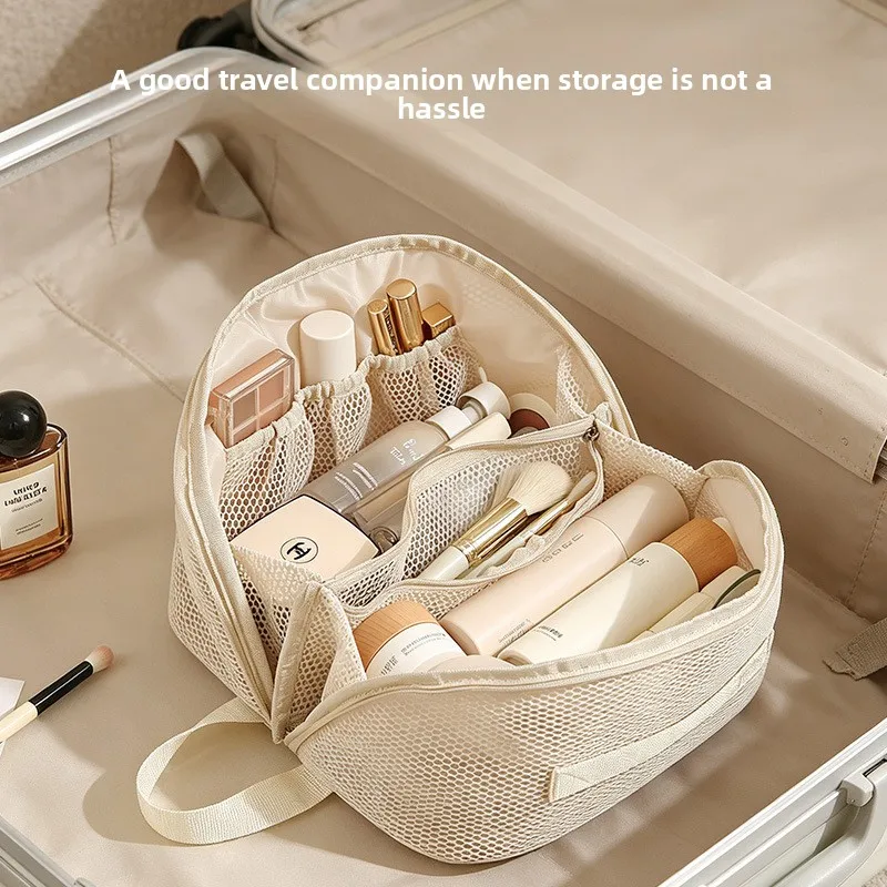 New Arrival Mesh Cosmetic Bag Large Capacity Partition Cosmetic Cosmetics Bag Travel Drain Multifunctional Toiletry Storage Bag