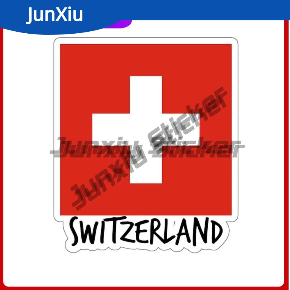 Switzerland Flag Travel Vinyl Stickers Swiss National Day Waterproof Decals Bumper Truck Pickup Camper Car Body Refrigerator Pvc